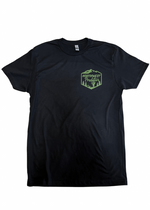 Load image into Gallery viewer, Bugling Elk Black T-Shirt OD Green Logo
