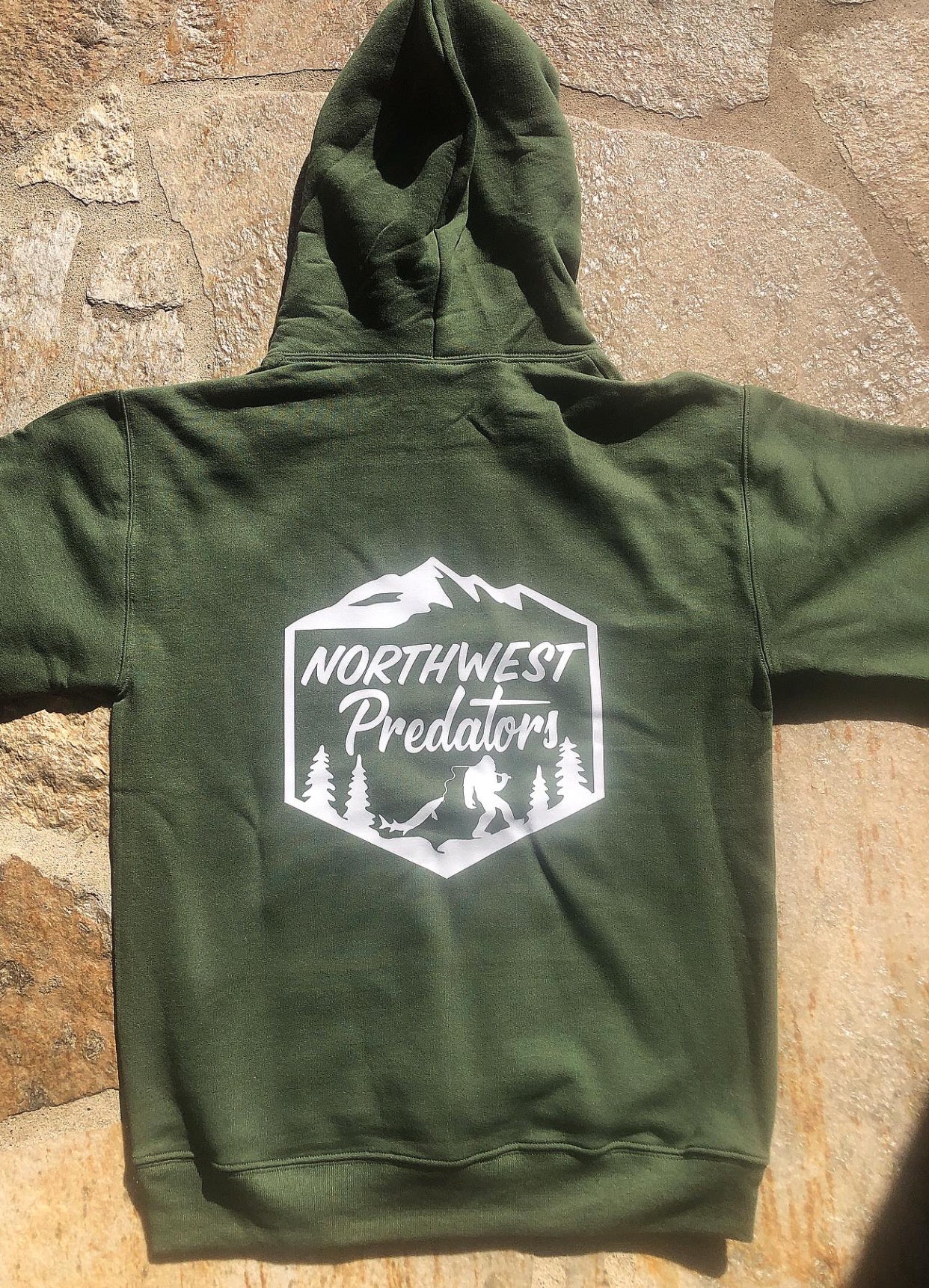 Fishing w/ Sasquatch OD Green Hoodie White Logo