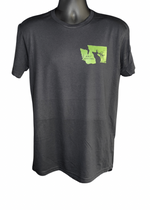 Load image into Gallery viewer, Hunt Washington Black T-Shirt OD Green Logo
