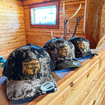 Load image into Gallery viewer, Bugling Elk Veil Camo Leather Patch SnapBack
