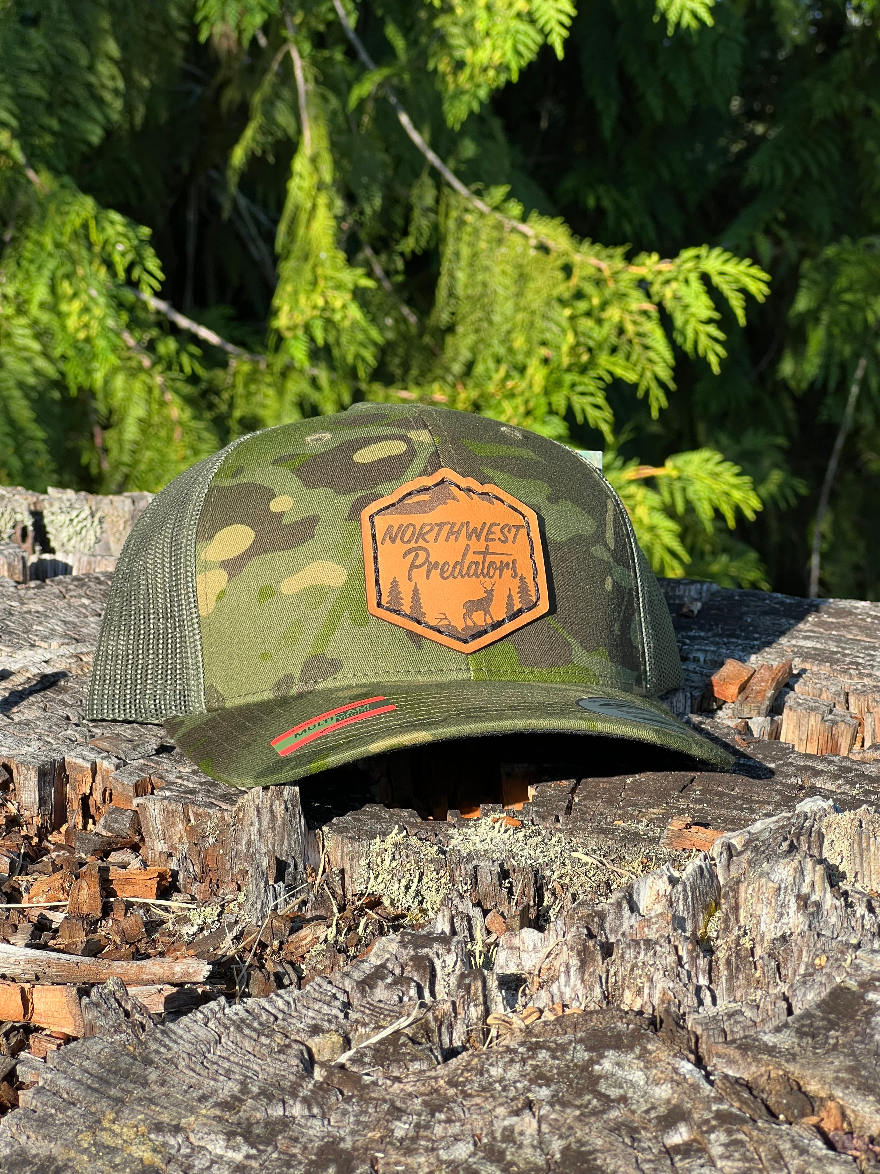 Elusive Blacktail Green Multicam Leather Patch SnapBack